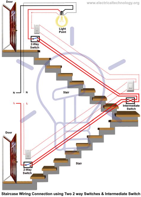 staircase wiring diagram using two way switch 